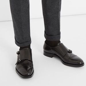 Prada Double Monk-Strap Leather Shoes